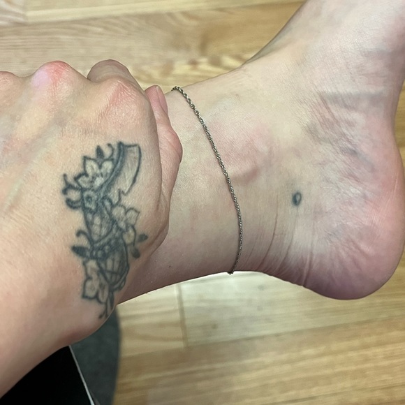 Vintage Sterling Silver 925 Stamped Ankle Bracelet 10 Inches - Picture 4 of 5